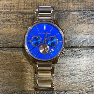 Michael Kors Chronograph Blue Dial Rose Gold-Tone Womens Watch MK5911